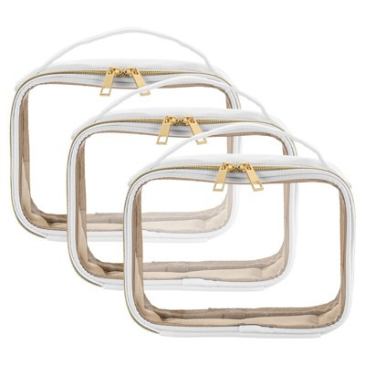 Unique Bargains Plastic Waterproof Clear Large Organizing Toiletry Makeup Bags 3 Pcs White | Target