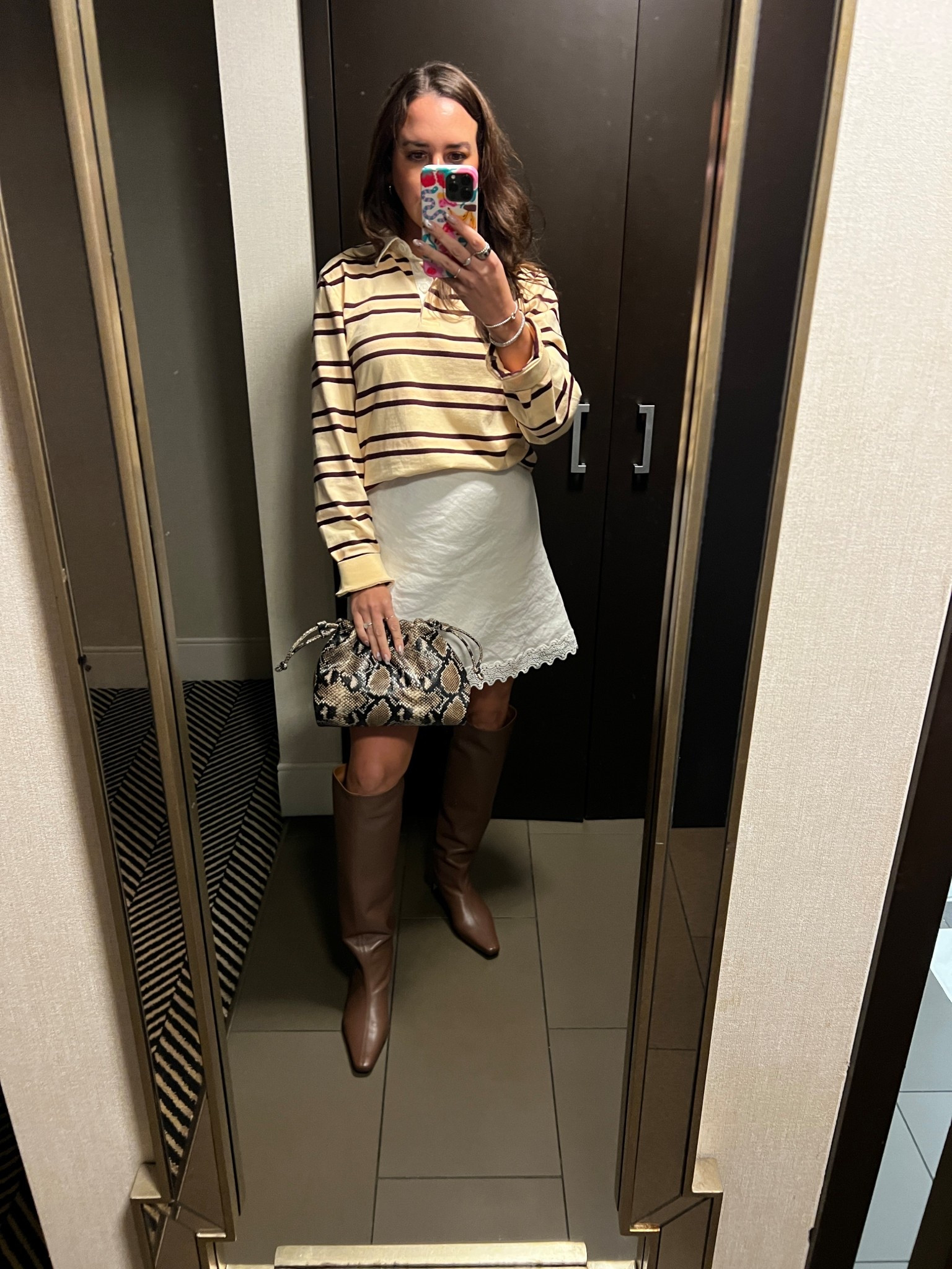 This yellow striped rugby/ yellow striped polo is on sale for under $50!

Yellow striped polo. Yellow striped rugby. Jcrew rugby. Linen skirt. White linen skirt. Brown knee high boots. Fall boots. Snake skin bag. Cos. Jcrew. Staud. Staud Wally boot. Polo and skirt. White yellow brown.

#LTKSaleAlert #LTKFindsUnder50 #LTKStyleTip