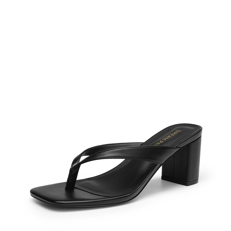 DREAM PAIRS Women s Square Toe Thong Block Heel Sandals | AllSwift