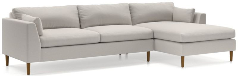 Avondale Wood Leg 2-Piece Sectional + Reviews | Crate & Barrel | Crate & Barrel