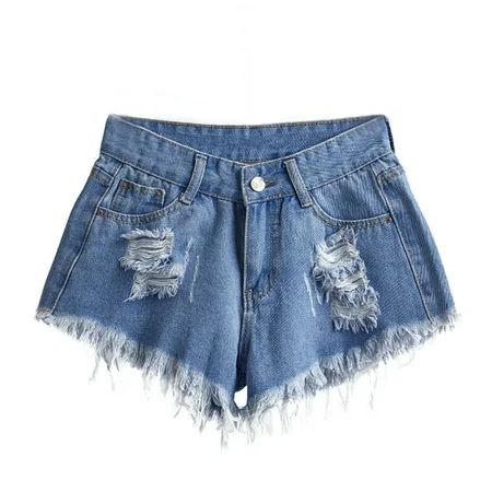 Plus Size Jean Shorts for Women Casual Cut Off Distressed Raw Hem Destroyed Ripped Hole Frayed Denim | Walmart (US)