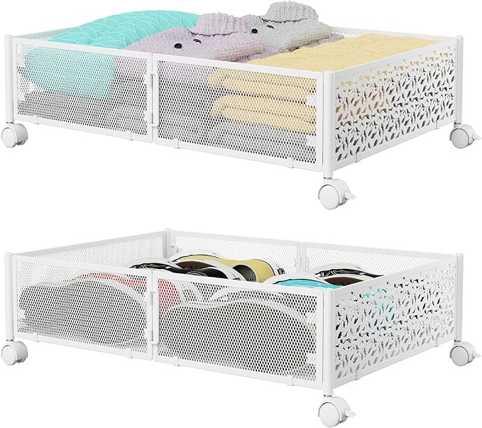 Under Bed Storage, Under the Bed Storage Containers with Wheels, Under Bed Shoe Storage Organizer... | Amazon (US)