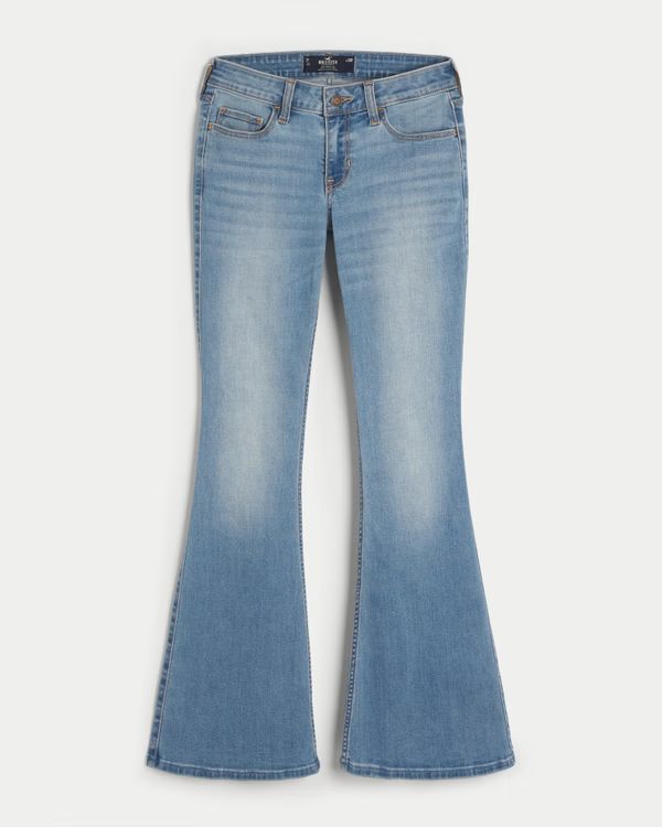 Low-Rise Medium Wash Flare Jeans | Hollister (US)