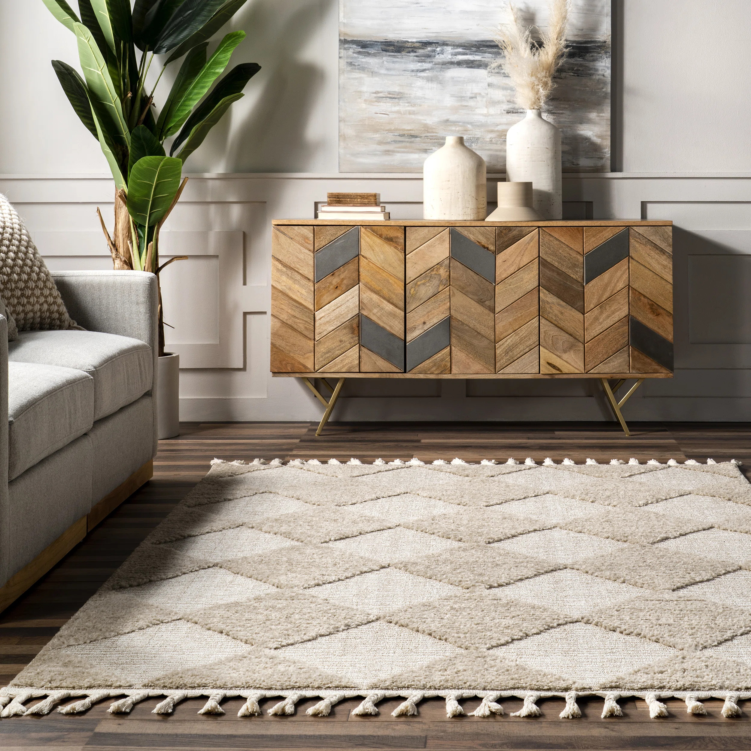High/Low Diamond Tassel Area Rug | Wayfair North America
