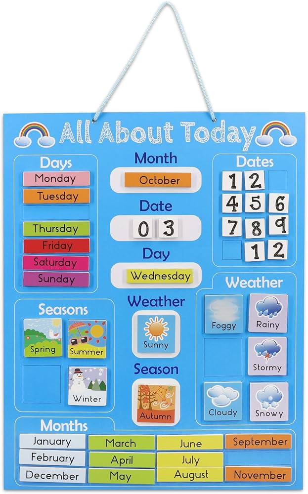 Navaris Kids Magnetic Calendar - Early Years Learning - Weather, Date, Month, Day, Season Educati... | Amazon (CA)