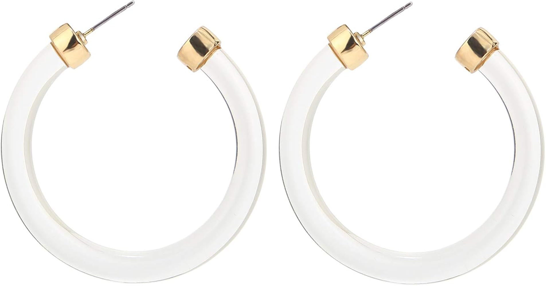 LEGITTA Transparent Color Lucite Resin Hoop Earrings Acetate Statement Drop Earrings | Amazon (US)