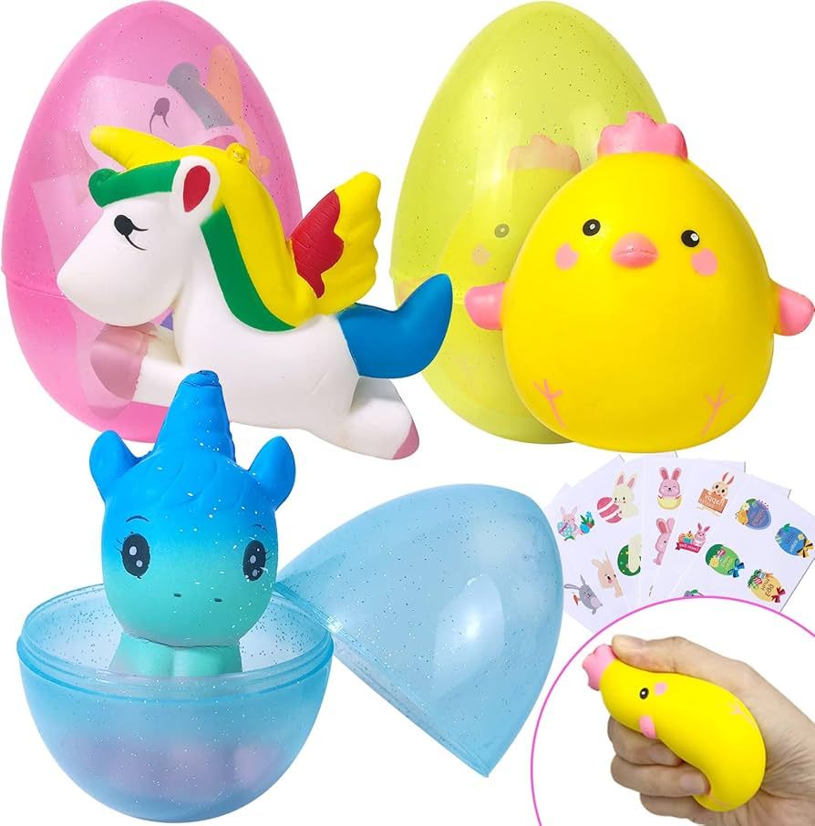 Jumbo Chick Unicorn Squishy Toys Easter Eggs Basket Stuffers for Girls Boys Kids - Kawaii Slow Ri... | Amazon (US)