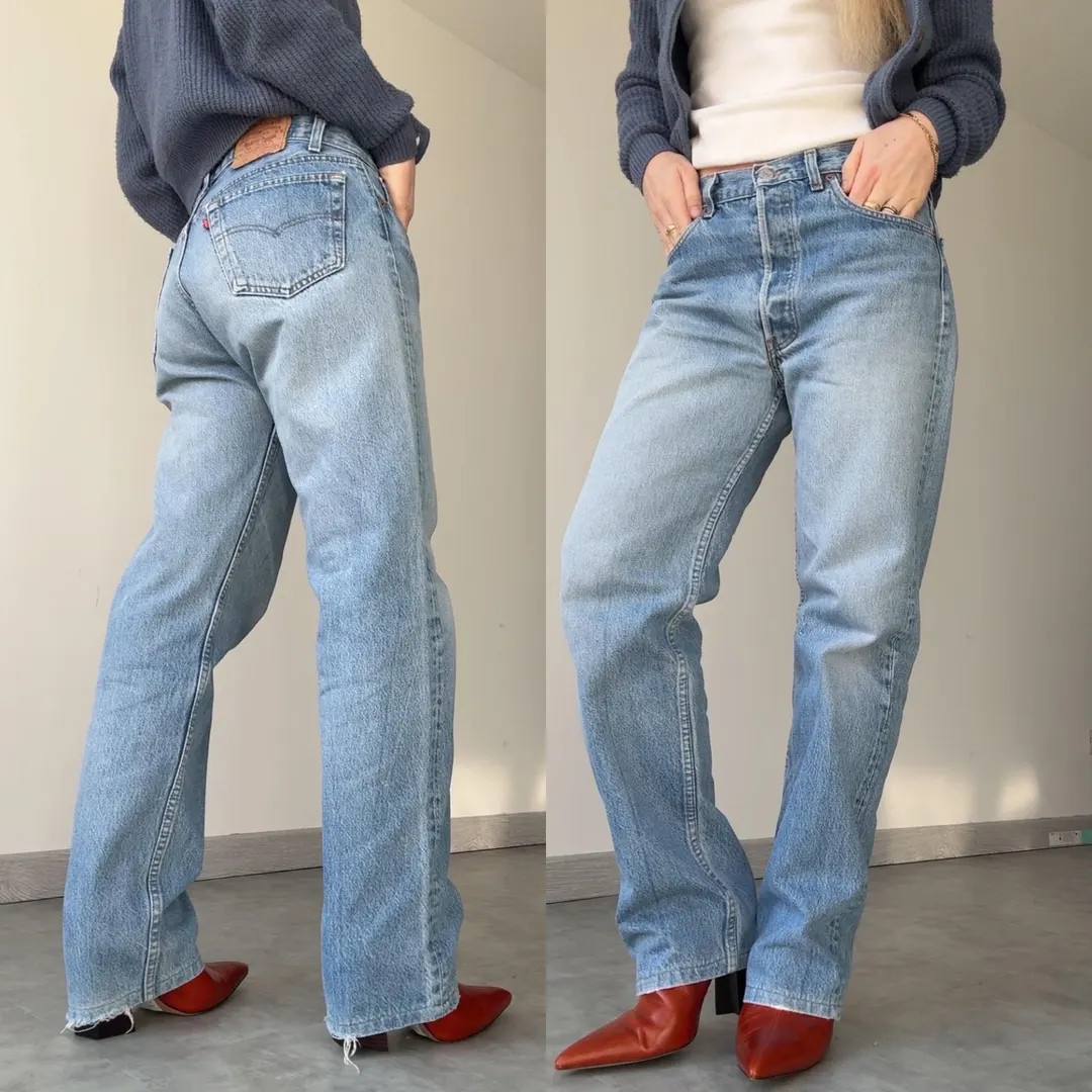 Levis 501 Vintage W31 L29 Medium Faded Blue 501s Made in USA 90s Straight Leg Jeans 501 30”/31... | Etsy (US)