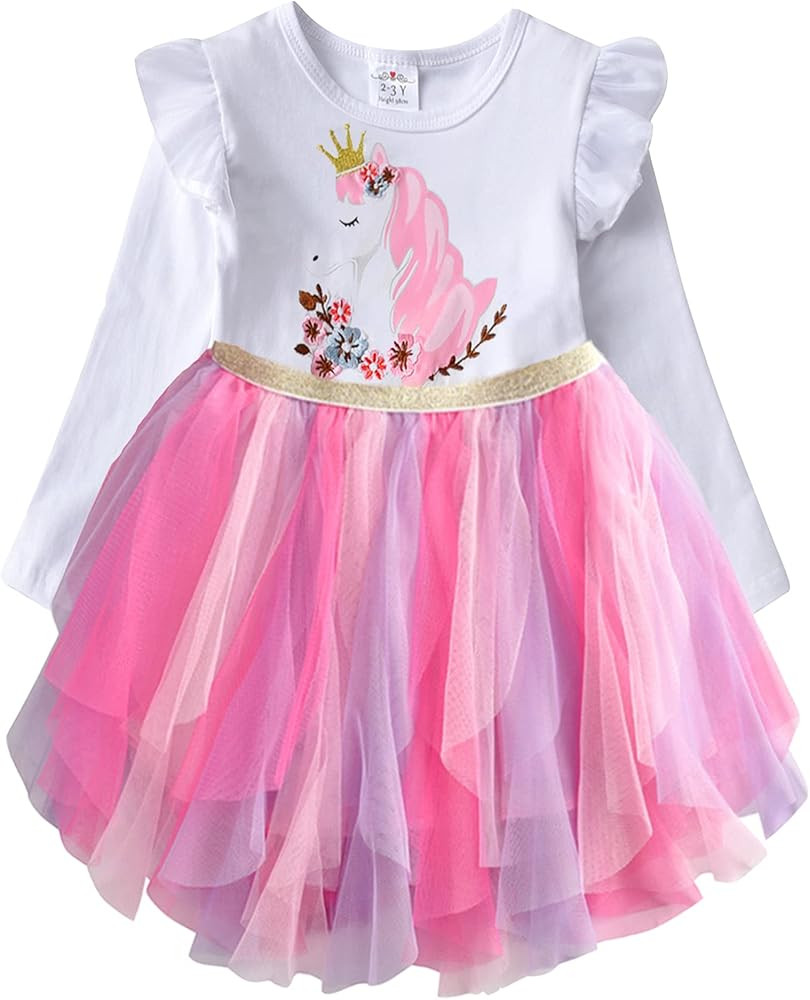VIKITA Girls Dresses for Winter Long Sleeve Toddler Girls Clothes Party Tutu Dresses for Little Girl | Amazon (US)