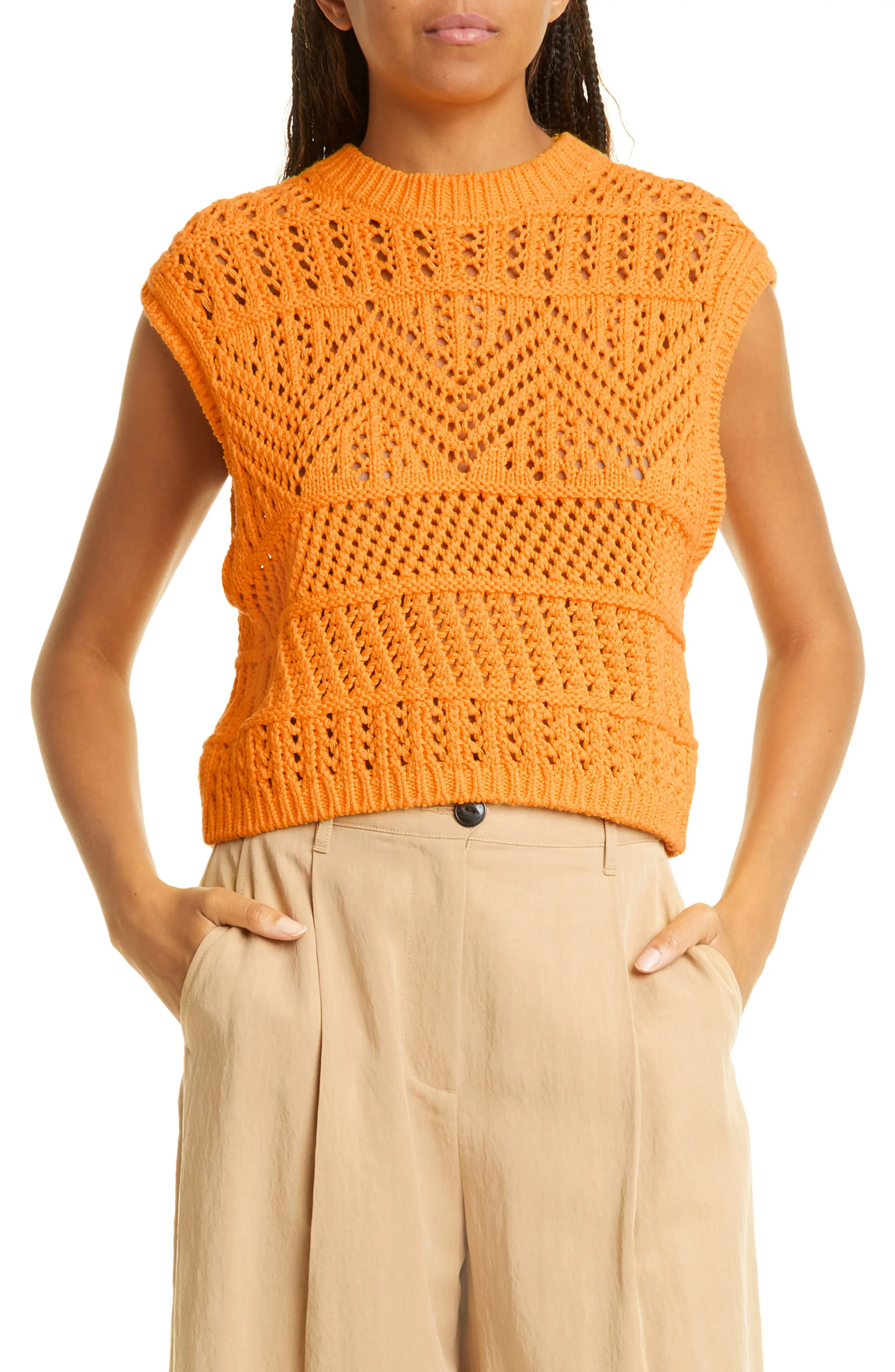 rag & bone Renee Sleeveless Sweater in Deep Yellow at Nordstrom, Size Small | Nordstrom