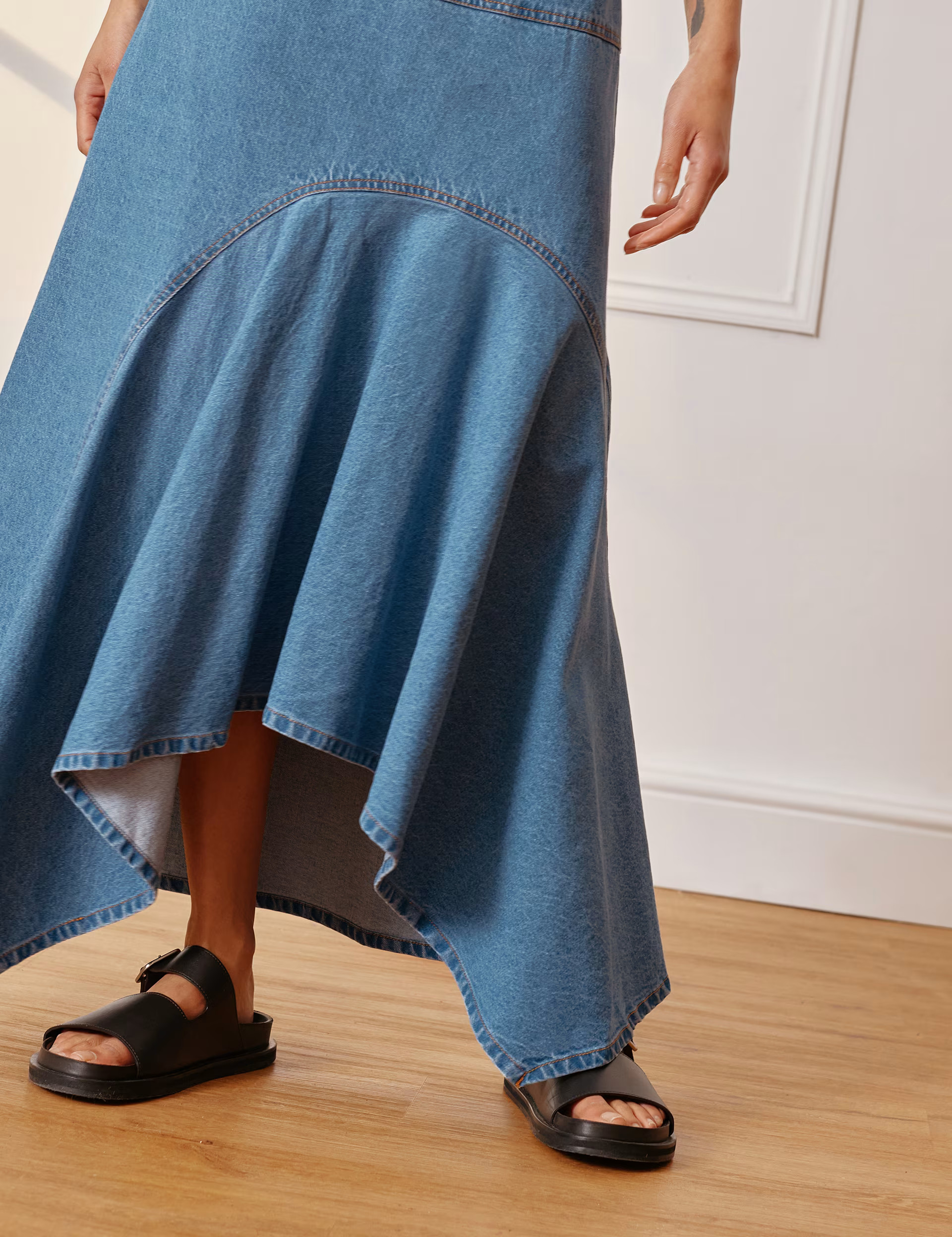 Denim Maxi Asymmetric Skirt | Albaray | M&S | Marks & Spencer (UK)
