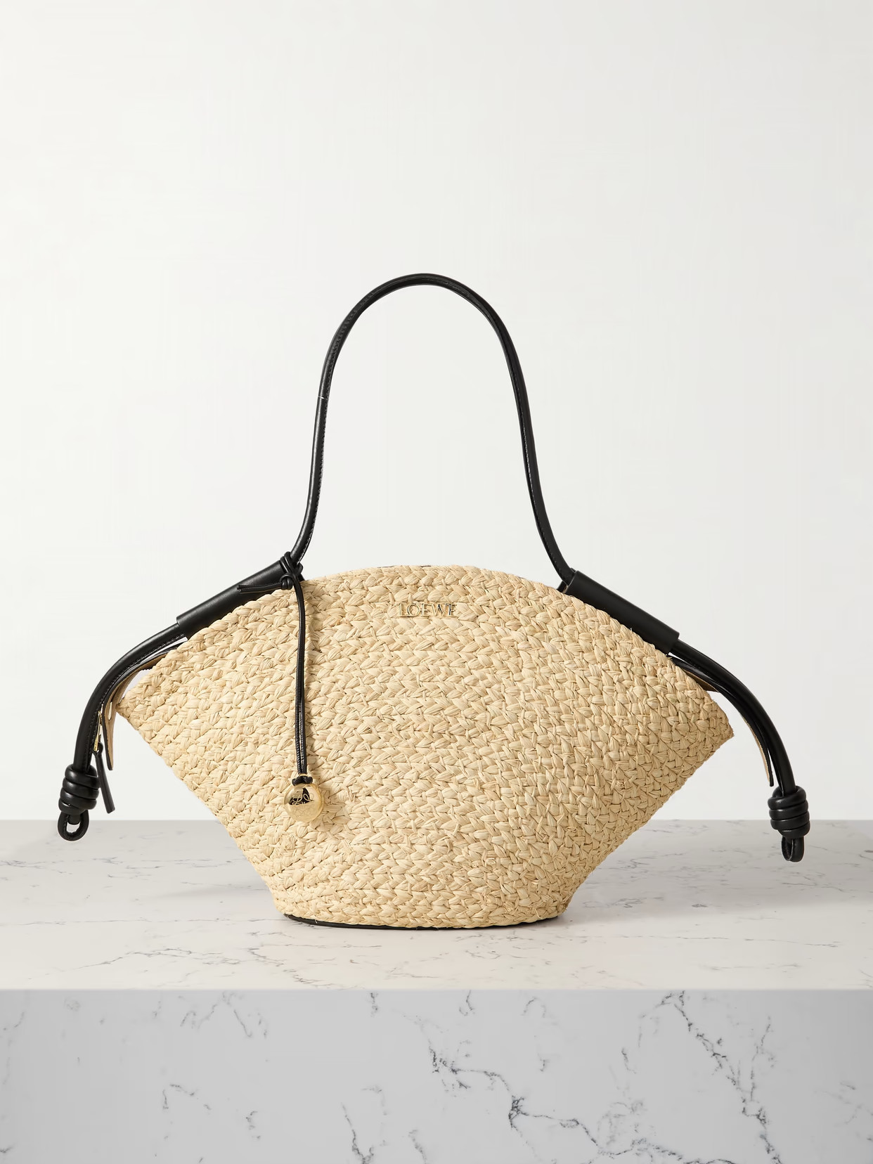 LOEWE - Paseo Small Leather-trimmed Raffia Tote - Neutrals | NET-A-PORTER (US)