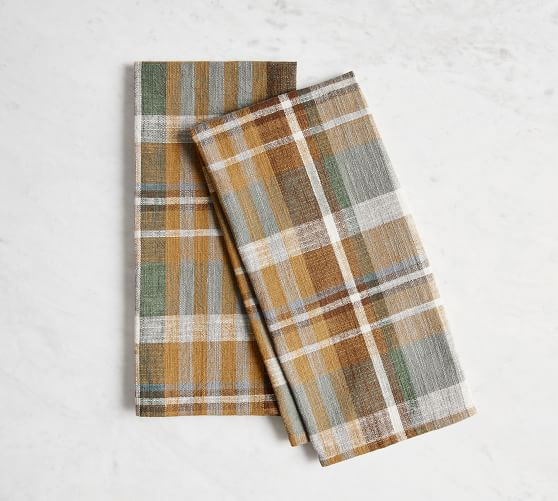 Montecito Plaid Cotton/Linen Tea Towels - Set of 2 | Pottery Barn (US)
