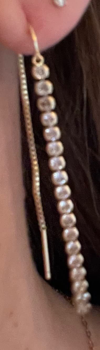 PAVOI 14K Gold Plated 925 Sterling Silver Post Threader Earrings for Women | Minimalist Gold Chai... | Amazon (US)