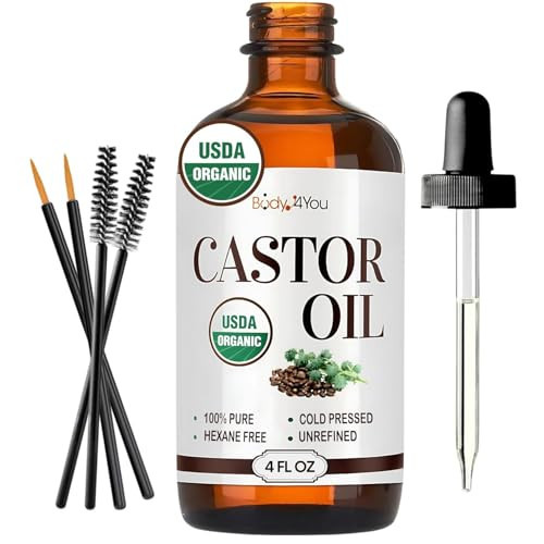 Organic Castor Oil (4oz) - 100% Pure Natural Cold-Pressed Hexane-Free USDA Certified - Glass Bottle - Hair Growth Oil for Scalp Eyelashes Face Skin - Dry Skin Moisturizer Natural Hair Care | Amazon (US)