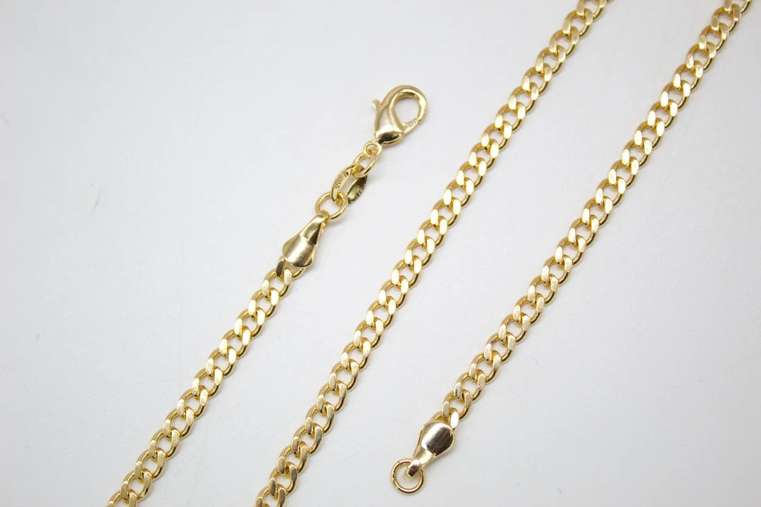 18K Gold Filled 4mm Cuban Chain, Curb Chain Necklace, Miami Cuban Chain, Curb Link Chain, Gold Cu... | Etsy (US)