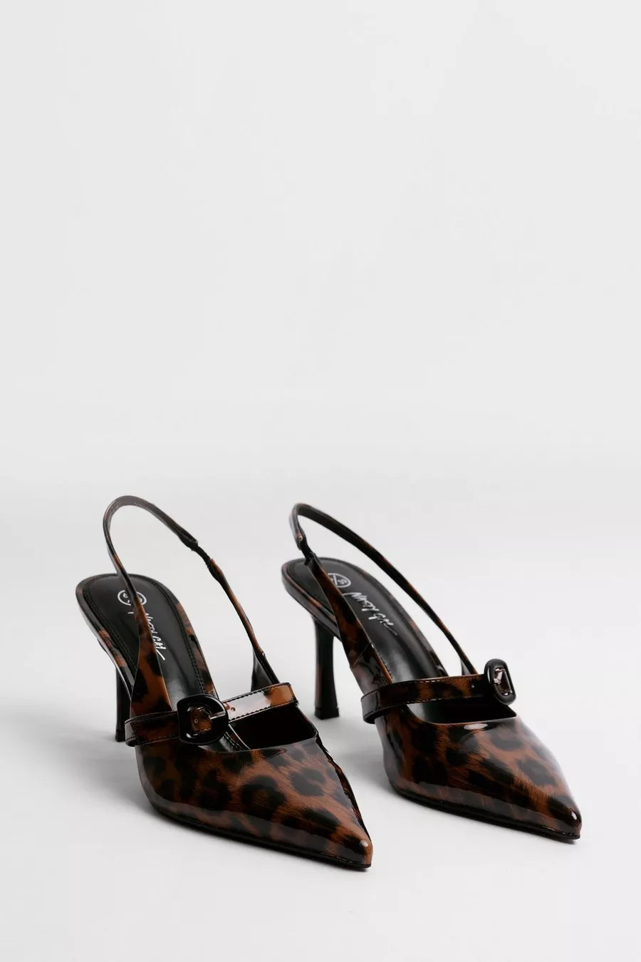 Faux Leather Leopard Sling Back Pointed Court Heels | Nasty Gal US