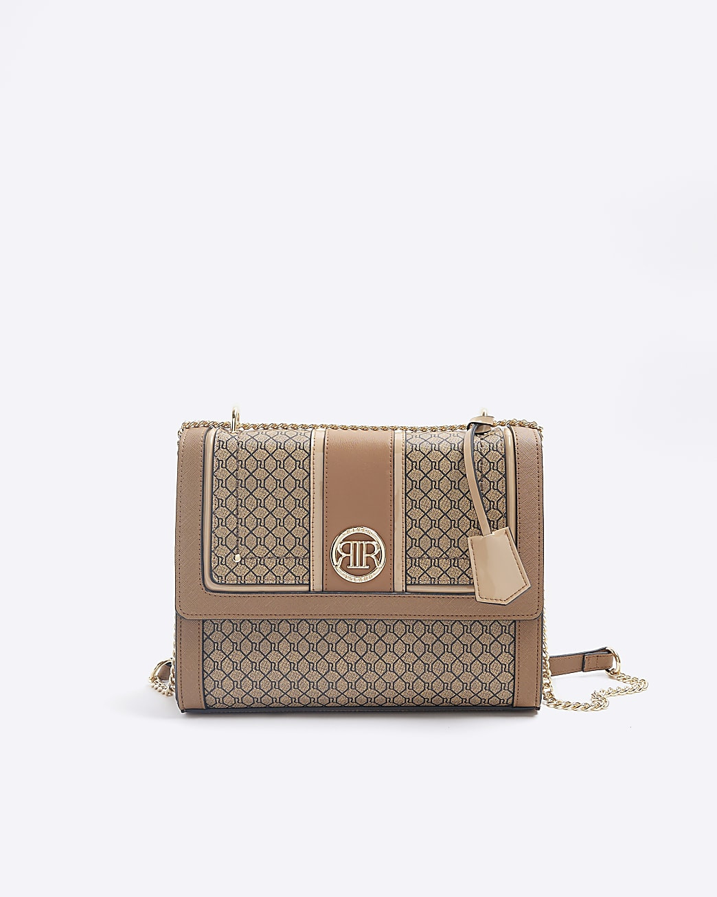 Beige RI monogram shoulder bag | River Island (UK & IE)