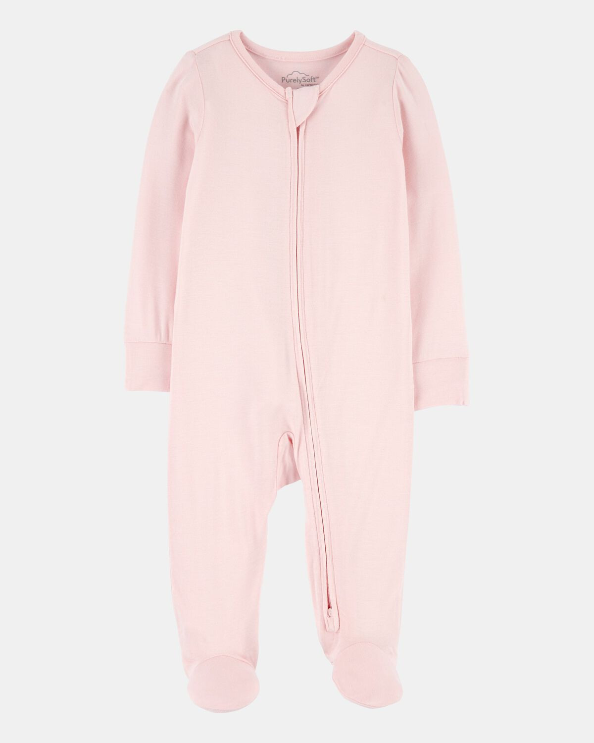 Baby Girl Solid 2-Way Zip PurelySoft Sleep & Play Pajamas - Light Pink | Carter's Inc