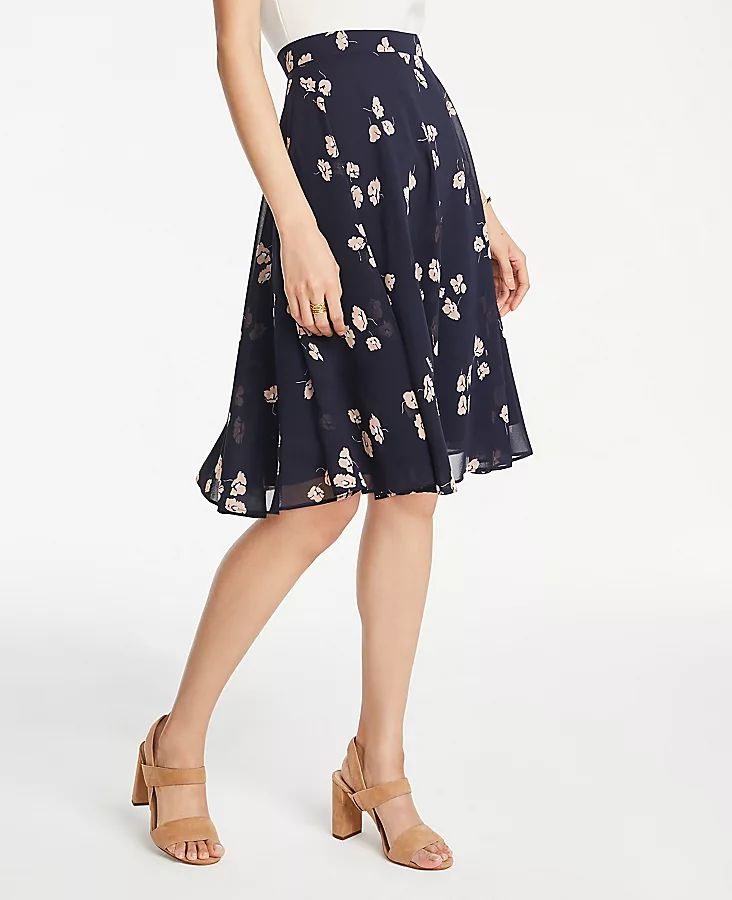 Petite Chiffon Floral Full Skirt | Ann Taylor | Ann Taylor (US)