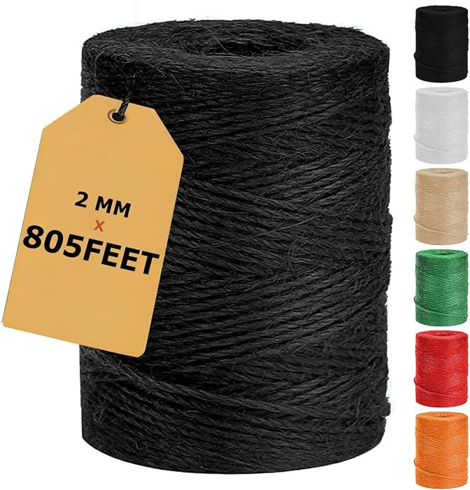Black Jute Twine String 805ft, Black Hemp Jute Rope Cord | Amazon (US)