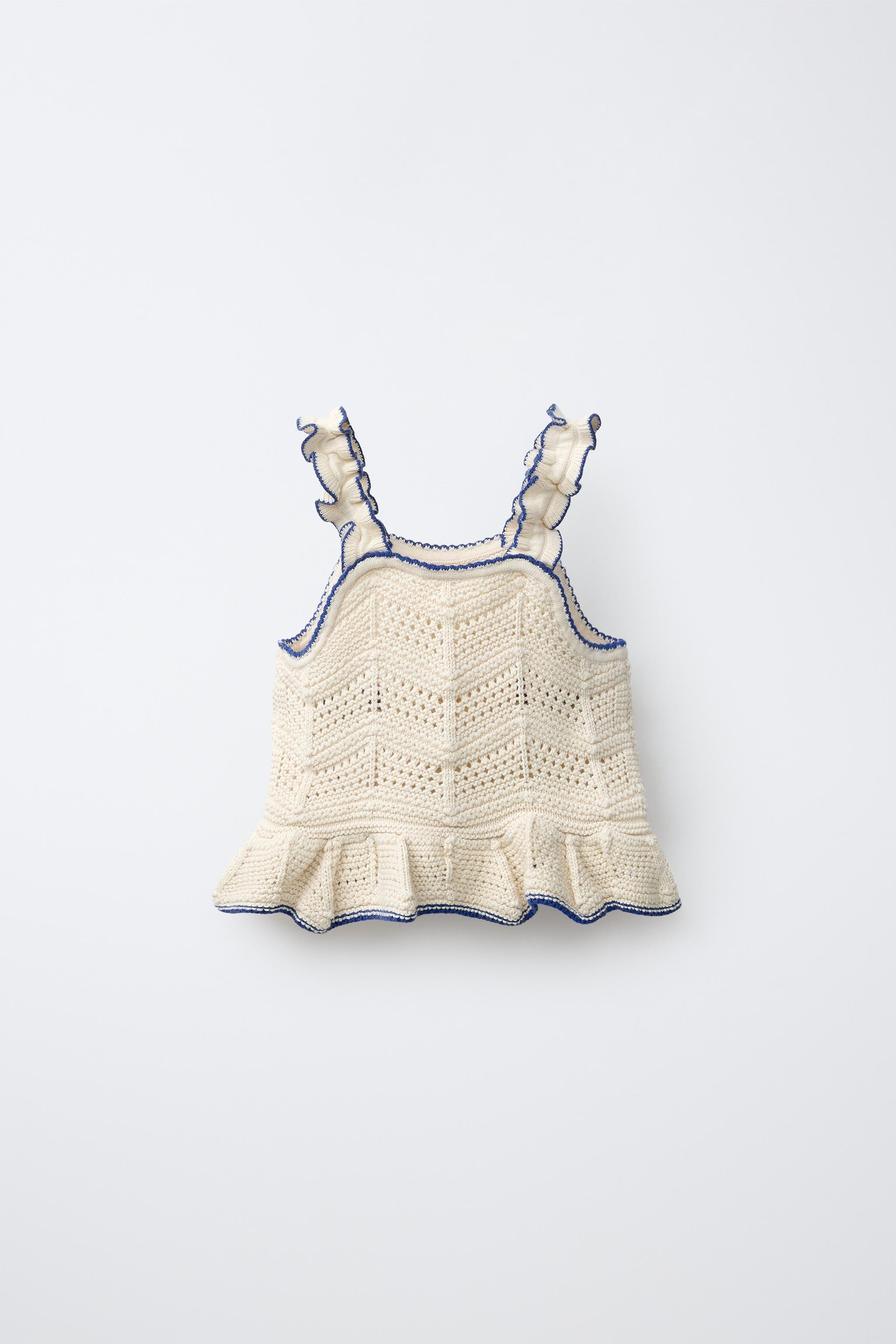 DescriptionContentsMeasurementsKnit top with straight neckline and straps. Embroidered floral det... | Zara US