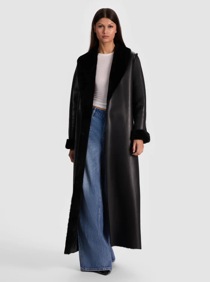 SHELBY FAUX SHEARLING MAXI COAT | Alice + Olivia