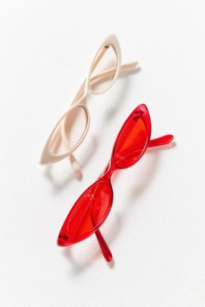 Bella Slim Oval Sunglasses - Red at Urban Outfitters | Urban Outfitters (US and RoW)