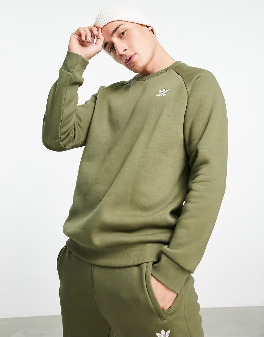 adidas Originals essentials sweatshirt in focus olive-Green | ASOS (Global)