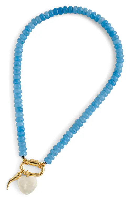 Madewell Semiprecious Beaded Carabiner Charm Necklace in Soft Blue at Nordstrom | Nordstrom