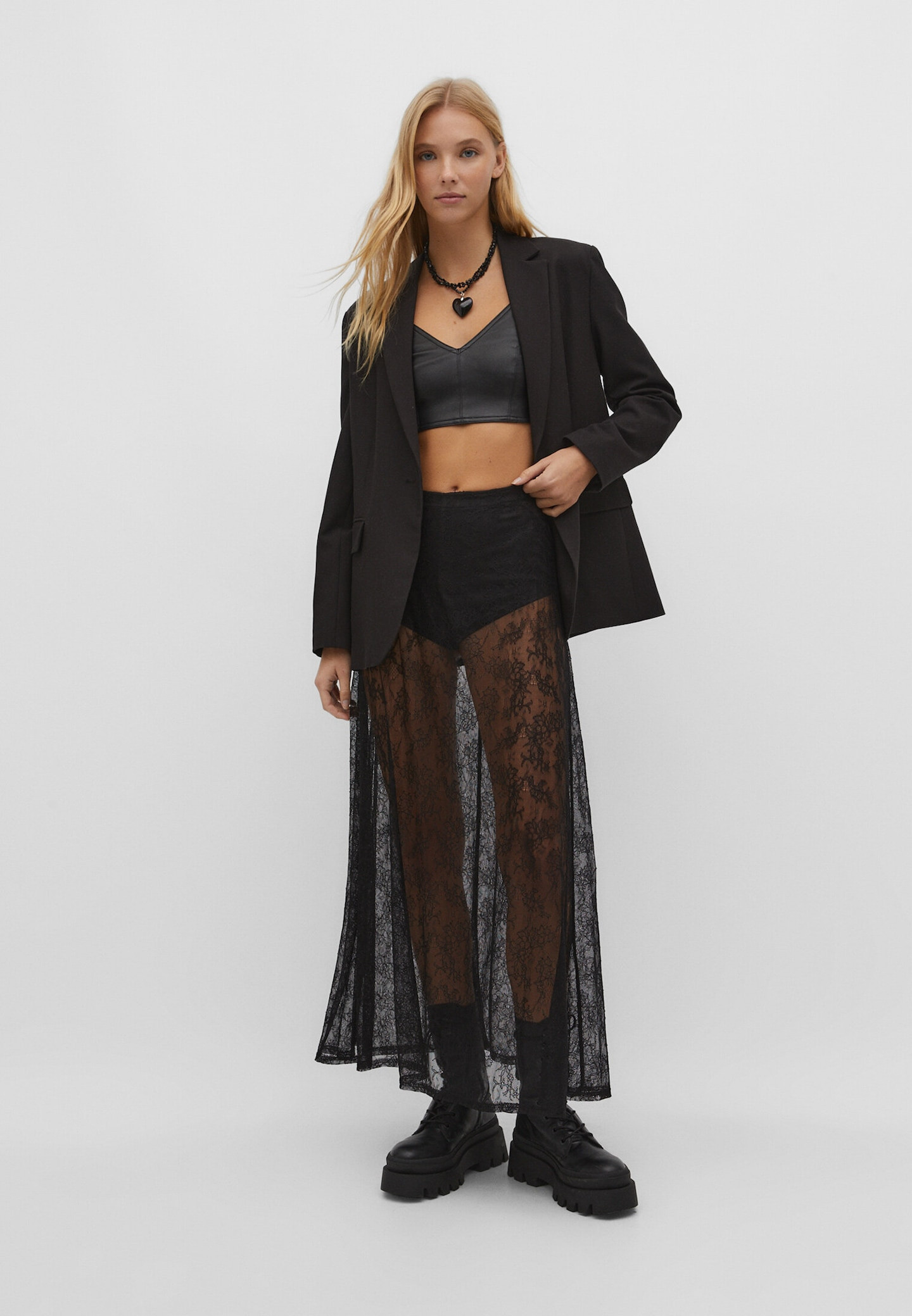 Lace maxi skirt | Stradivarius (UK)