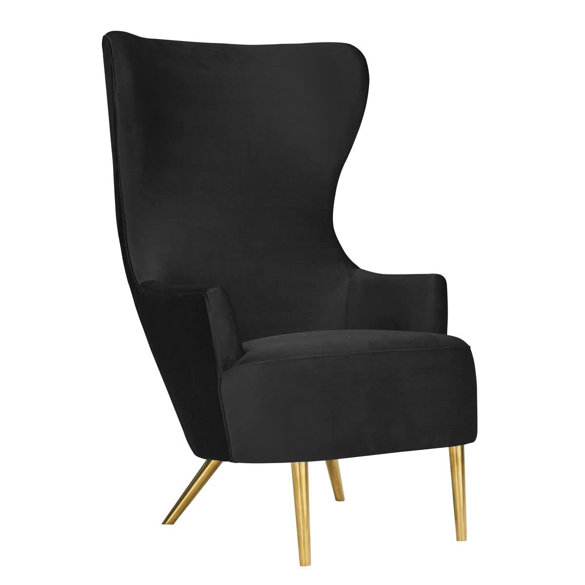 TOV Furniture Julia 19.7" Modern Velvet and Pine Wingback Chair in Black | Amazon (US)