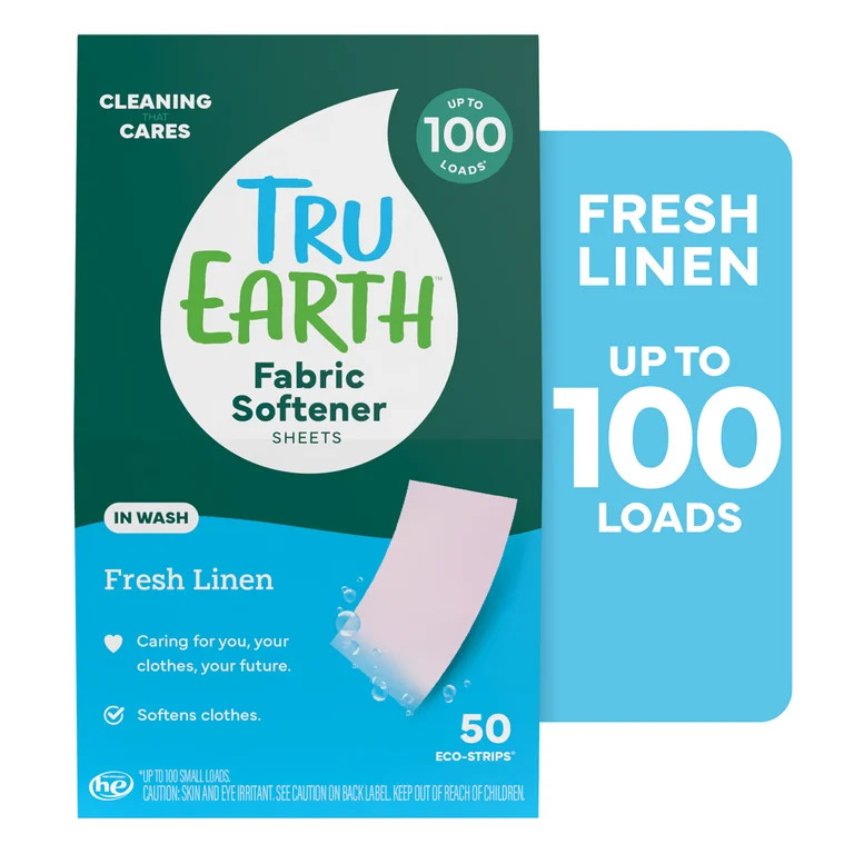 Tru Earth In-Wash Fabric Softener Sheets - Fresh Linen - 50 Count, 100 Loads - Walmart.com | Walmart (US)