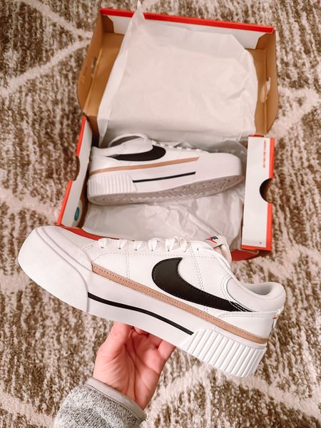 The viral white, black swoosh and nude stripe Nike legacy lift sneaker ! True to size (if anything they run very very slightly bigger, but with socks they are perfect for me!) 



#LTKshoecrush #LTKFind #LTKfit