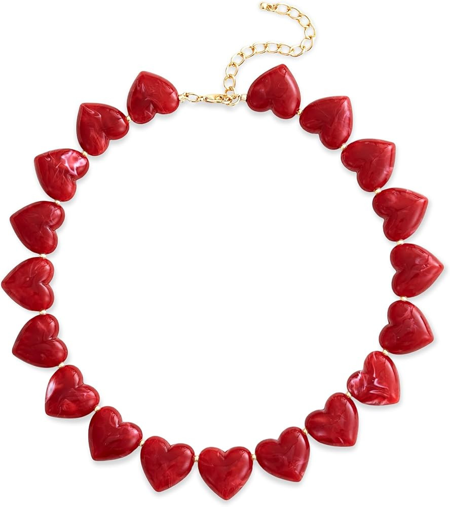 YUJIE Amber Acrylic Heart Choker Necklace for Women Vintage Punk Chunky Necklace Trendy Fashion A... | Amazon (US)