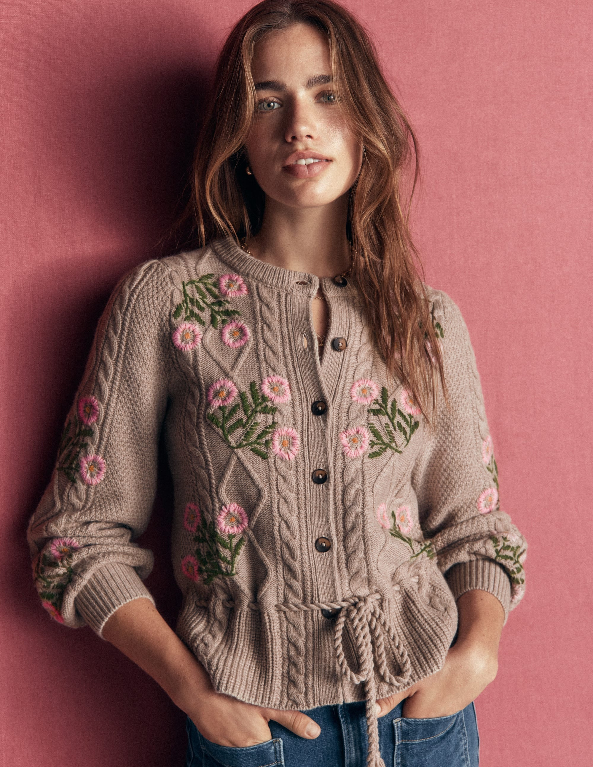 Boden Women's Cable Knitted Cardigan in Natural | Size XL | Boden (US)