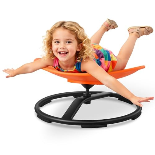 VEVOR Kids Swivel Chair, 220 lbs Capacity, Sensory Spinning Chair, Autistic Kids Sensory Toy Seat with Non-Slip Metal Base, Round Shape Toddler Sit & Spin Seat for Coordination Balance Focus, Orange | Amazon (US)