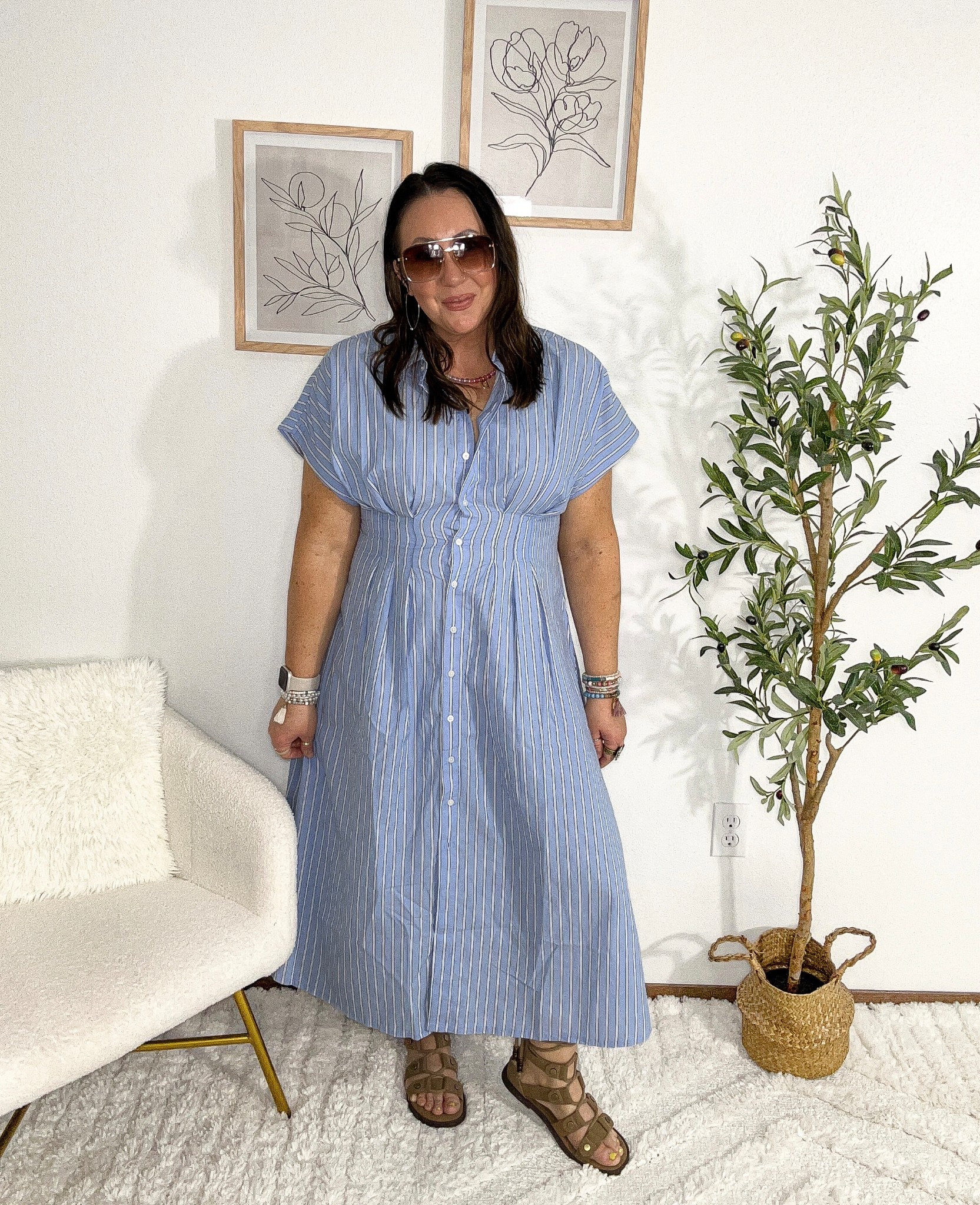 I love this new pintuck waist midi dress from Old Navy! Wearing a large but I clearly need an xl in this one! This is the perfect lightweight button down dress for spring and summer! Sandals run true to size.  
Linked the rest of my order! Try-on coming soon!

#LTKSeasonal #LTKMidsize #LTKOver40