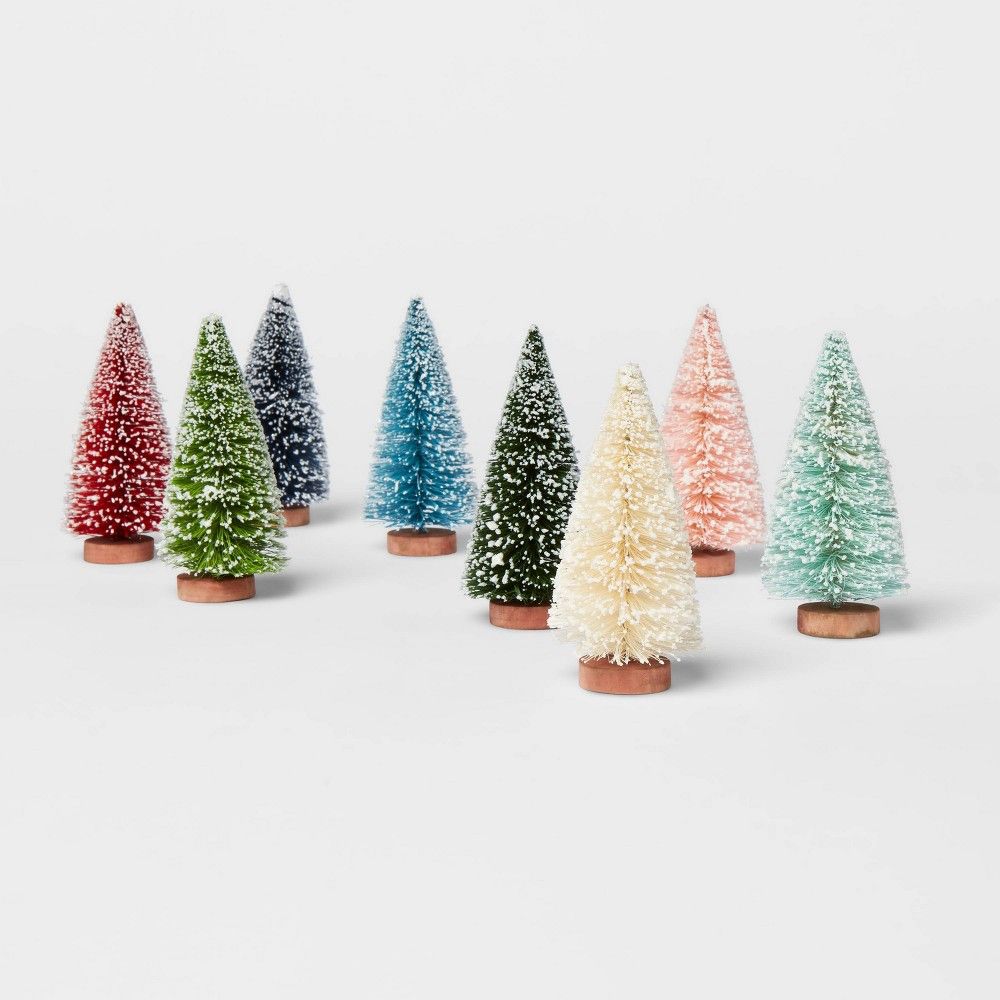 4.2"" 8pk Bottle Brush Tree Set Figurines - Threshold | Target