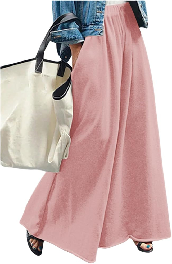 Women's Wide Leg Sweatpants High Elastic Waist Flowy Palazzo Pants Loose Baggy Pants Bottoms | Amazon (US)