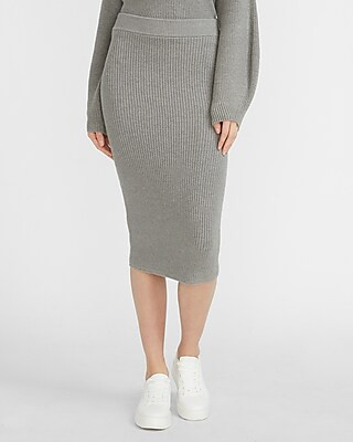 High Waisted Ribbed Sweater Pencil Skirt | Express