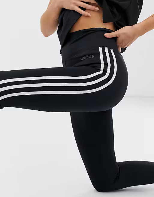 adidas Training three stripe leggings in black | ASOS (Global)