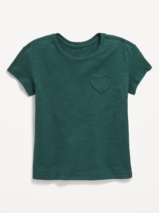 Softest Short-Sleeve Heart-Pocket T-Shirt for Girls | Old Navy (US)