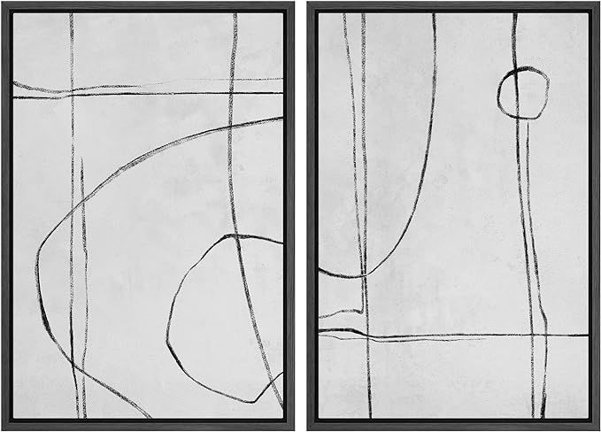 SIGNWIN Framed Canvas Print Wall Art Set Mid-Century Polygon Pattern Sketch Abstract Shapes Illus... | Amazon (US)
