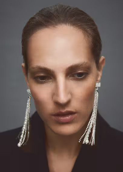 Crystal cascade earrings with pearls gold - Woman - One size - MANGO | MANGO (UK)