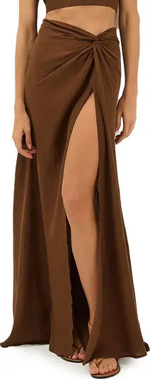 Sirene Linen & Cotton Cover-Up Skirt Brown Skirt Outfit Brown Maxi Skirt Outfit Brown Coverup Skirt  | Nordstrom
