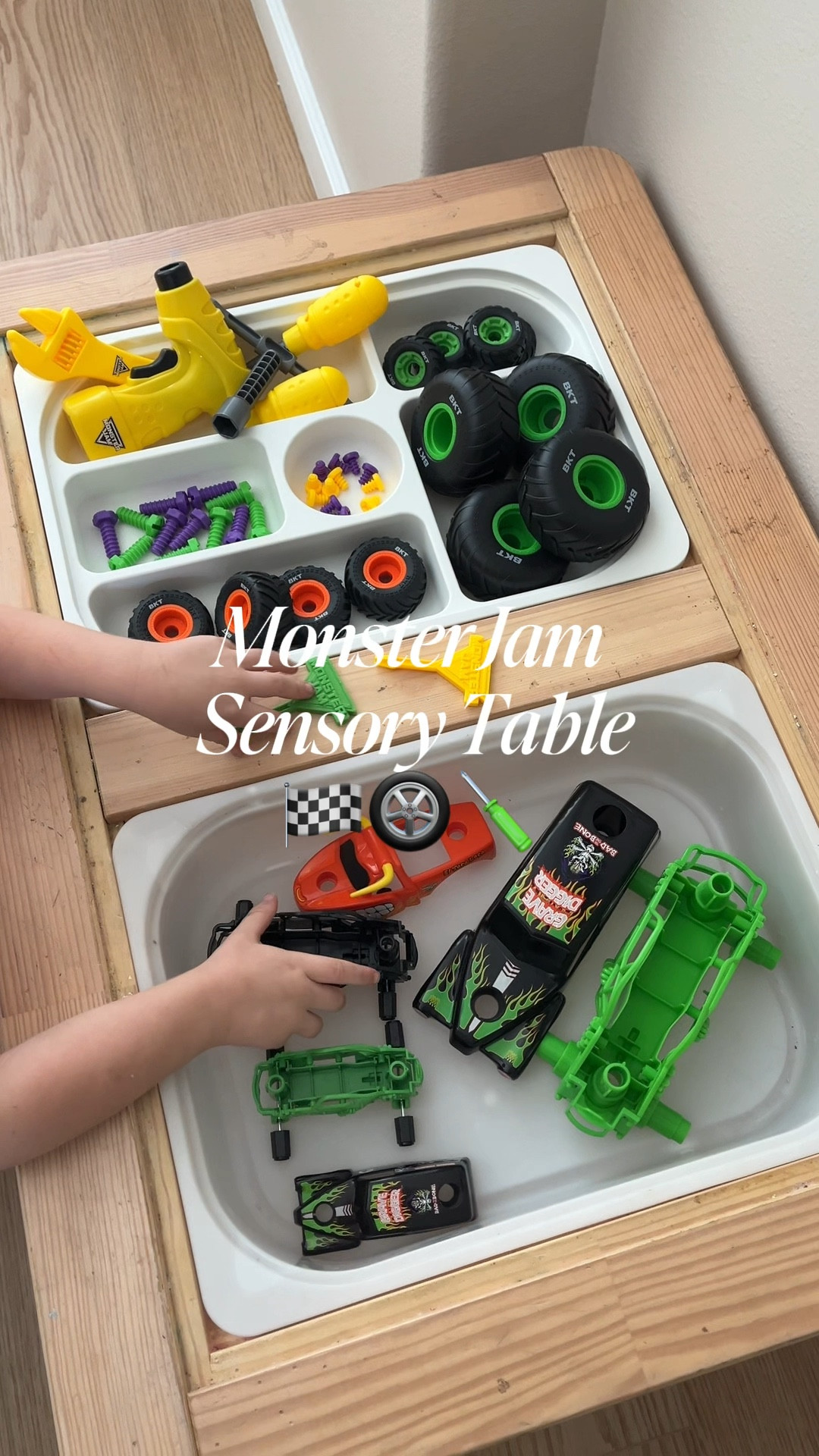 Monster Jam sensory table setup for the boys! This is a great fine motor activity and my toddler was able to do this independently which is a win!

#LTKKids #LTKdayinmylife #LTKmomlife