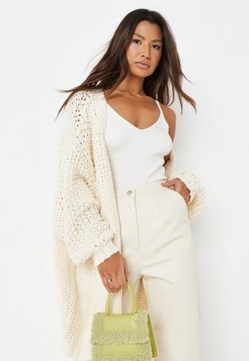 Missguided - Recycled Cream Hand Knit Cardigan | Missguided (US & CA)