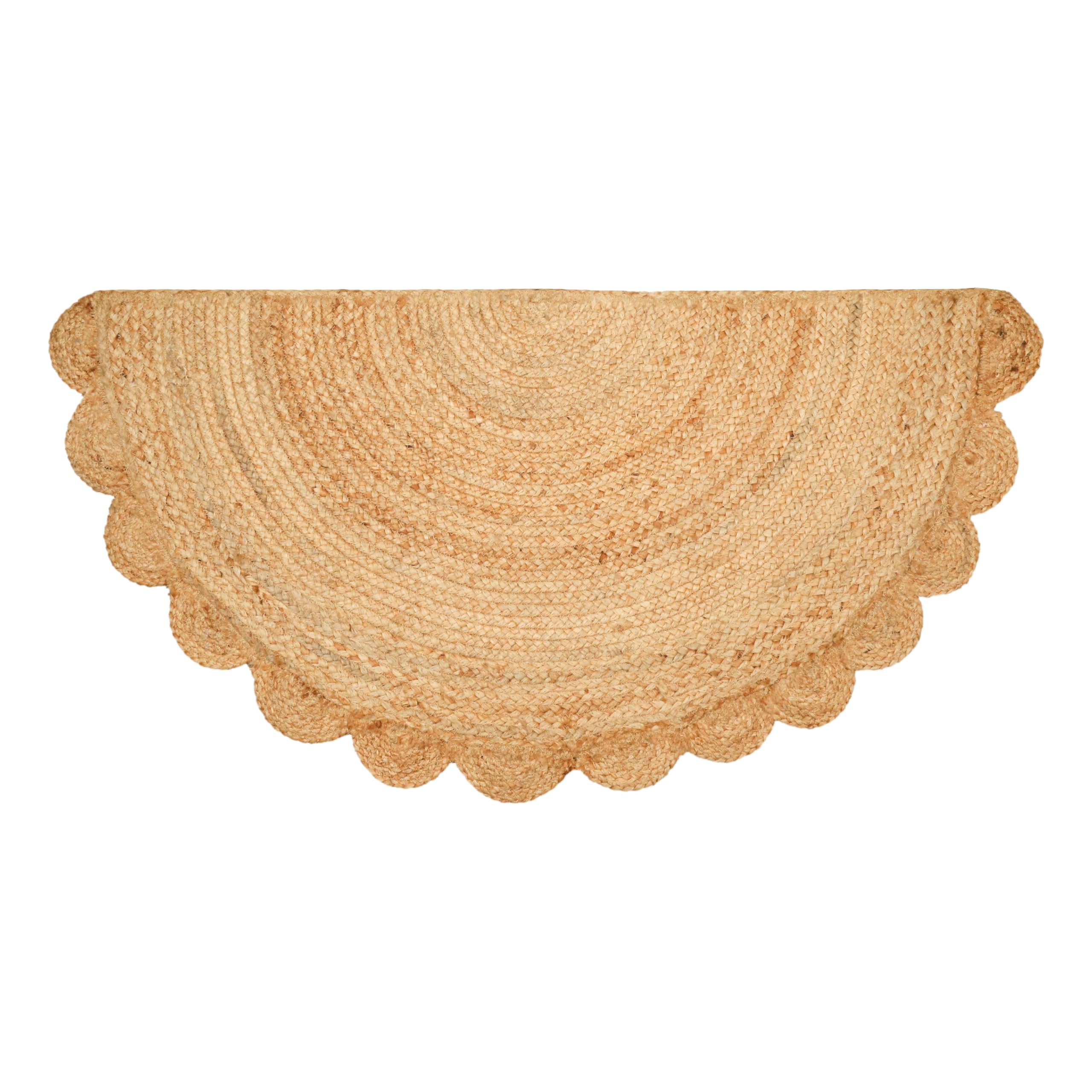 Half Hand Woven Area Rug Braided Jute Scalloped Border, Decor Collection Classic Quality Made for... | Amazon (US)