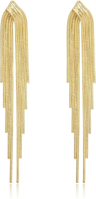 FANZE Tassel Earrings for Women Gold Long Dangle Drop Statement Fringe Earring Trendy Fashion Jew... | Amazon (US)